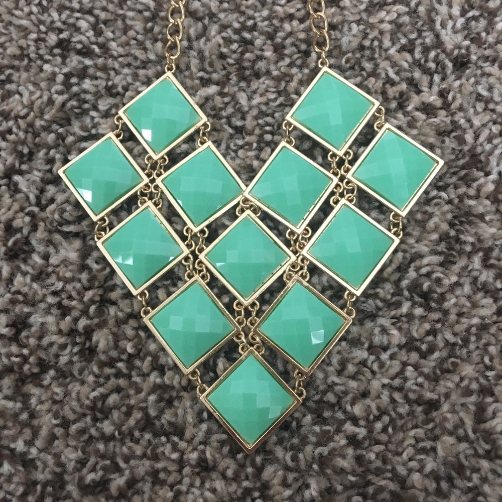 Mint Green & Gold Statement Necklace